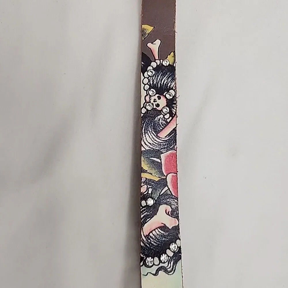 Belt Womens Ed Hardy Geisha Stones Leather M 42.5